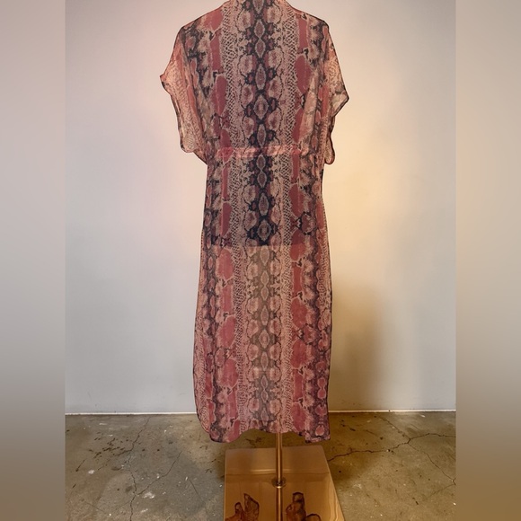 Betsey Johnson Sheer Snake-Print Maxi Cover-Up in Dusty Rose and Brown - Picture 5 of 8